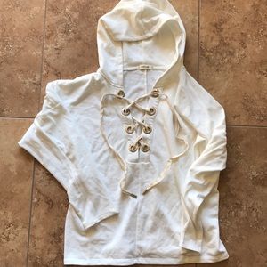 White criss cross hoodie